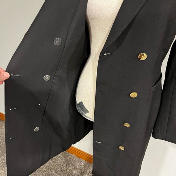 Tahari ASL Black Double Breasted Blazer Dress with Gold Buttons - Picture 4 of 16